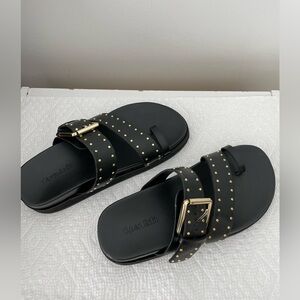 Open Edit Florence toe loop studded sandals. Color black, size 5. New unworn.